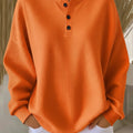 Casual Waffle Henry Collar Sweatshirt