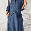 Denim Blue Patchwork A Line Long Sleeve Dress