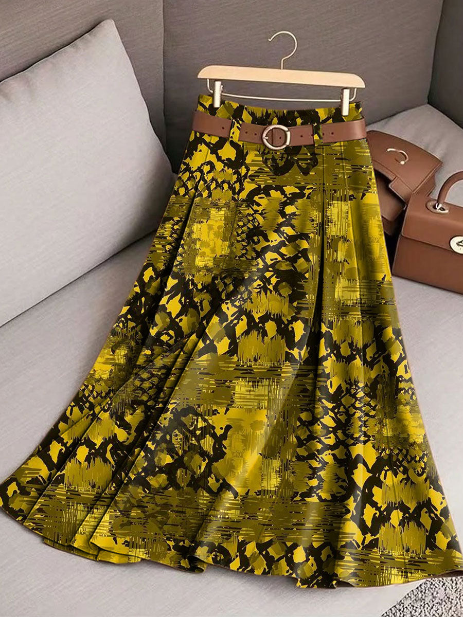 Women's Retro Pattern Casual Print Cotton Skirt