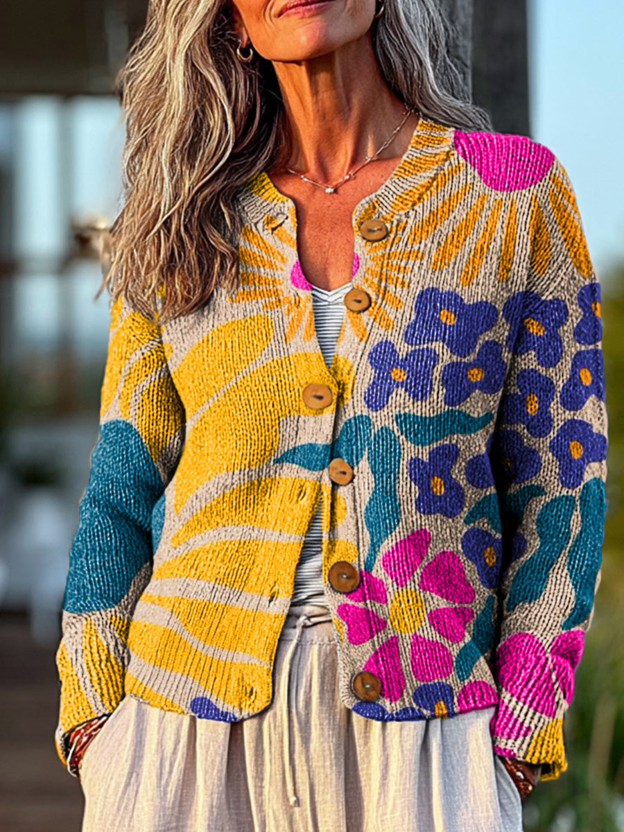 abstract-colorful-geometric-floral-painting-art-print-buttoned-cardigan-sweater