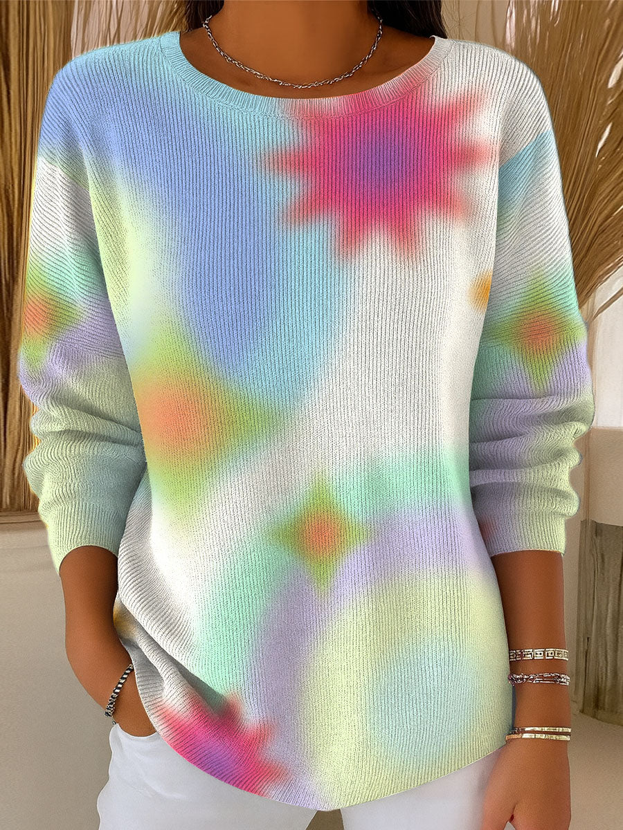 womens-color-gradient-pattern-print-casual-pullover-sweater