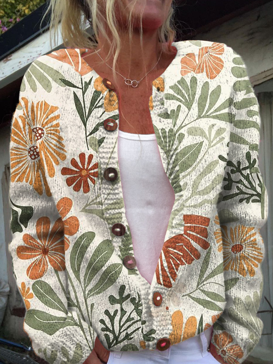 womens-artistic-colourful-flowers-print-buttoned-cardigan-sweater