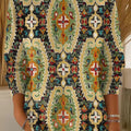 Women's Vintage Ethnic Geometric Painting Art Print Casual Pullover Sweater