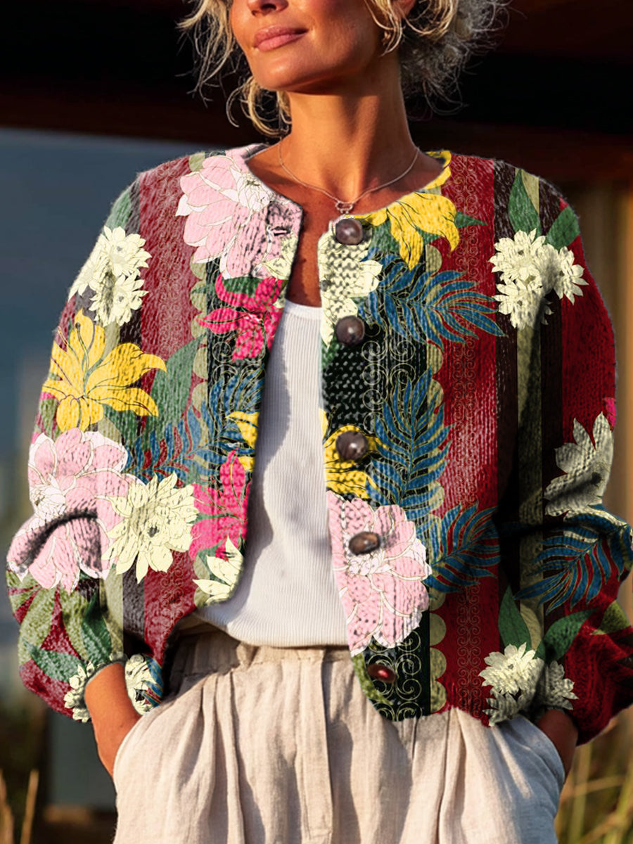 vintage-abstract-floral-stripe-painting-art-print-buttoned-cardigan-sweater