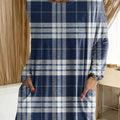 Women's Plaid Pattern Art Print Casual Cotton T-shirt