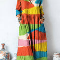 Women's Beautiful Abstract Colorful Graffiti Painting Art Print Linen Pocket Tunic Dress