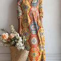 Women's Vintage Pattern Art Print Casual Cotton And Linen Pocket Dress