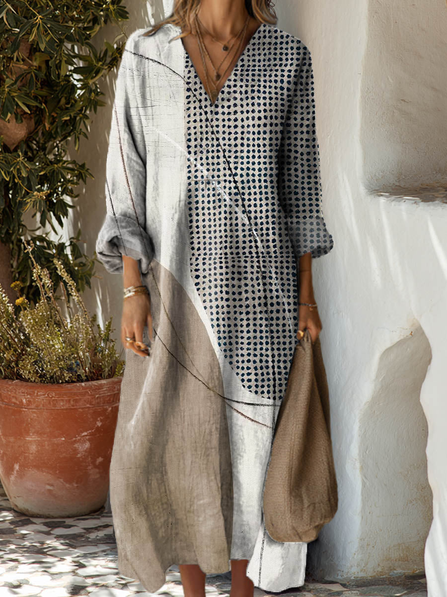 Women's Geometric Pattern Art Print Cotton Dress