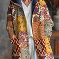 Vintage-Strickjacke mit ethnischem Blumen- und Karomuster, Unisex, dick, langärmelig, aus Plüsch, Unisex. 