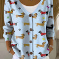 funny-dogs-art-print-buttoned-v-neck-cardigan-sweater