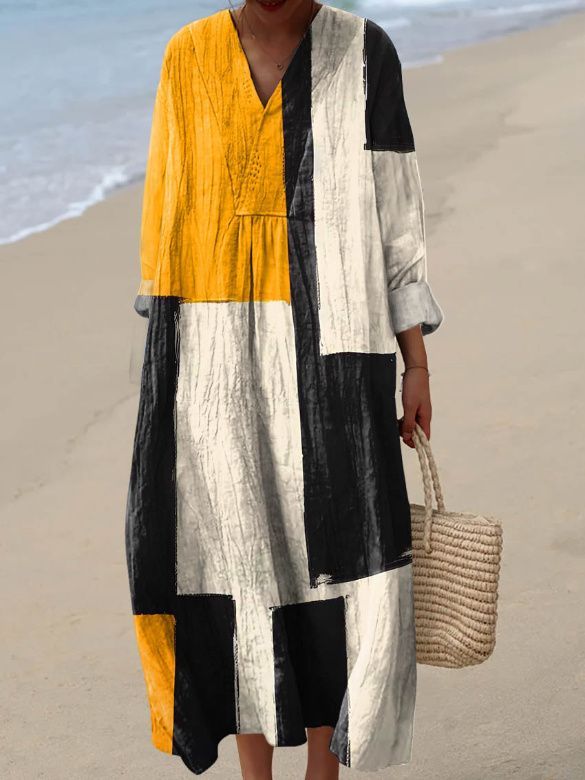 Women's Geometric Pattern Art Print Cotton Dress