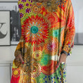 Damen-Langarmshirt mit Vintage-Ethno-Blumenmuster 