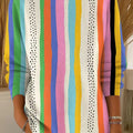 Women's Beautiful Colorful Striped Painting Art Print Casual Pullover Sweater