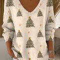 Women's Christmas Tree Pattern Art Print Casual Pullover Sweater