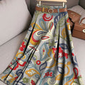Women's Vintage Flower Art Print Casual Cotton Skirt