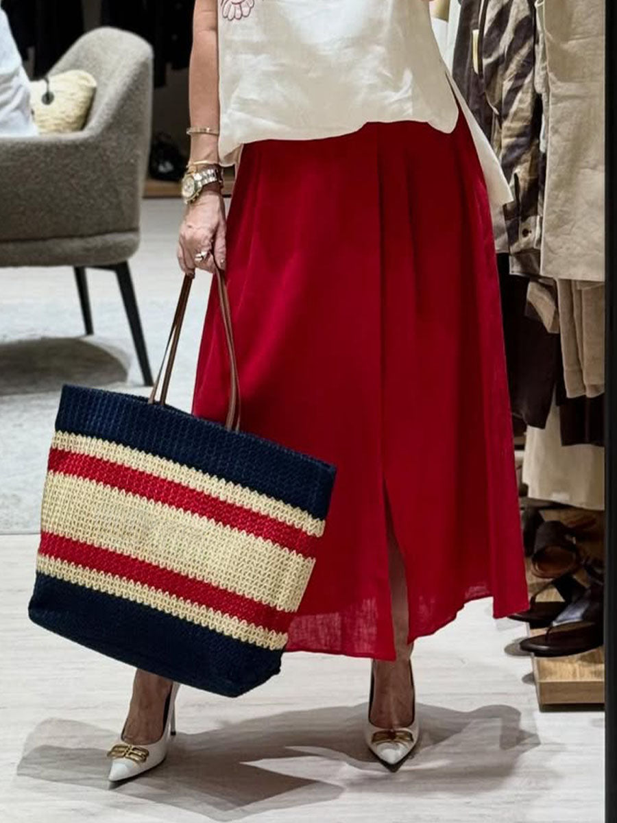 Women's   Solid Color Casual Cotton and Linen Skirt