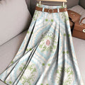 Women's Retro Flowers Pattern Casual Print Cotton Skirt