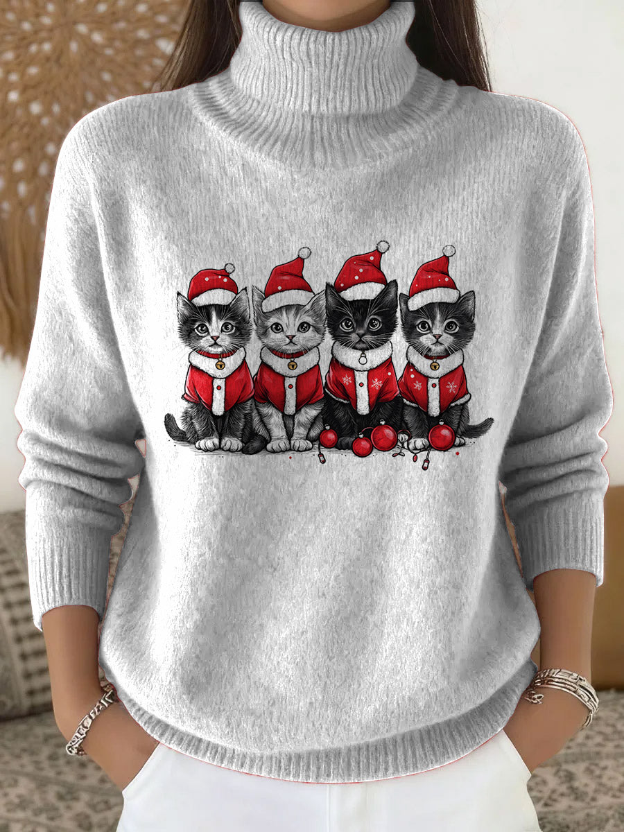 Christmas cats decoration pattern Casual Sweater