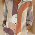 Women's  Vintage Abstract Geometry Art Print Casual Cotton Shirt
