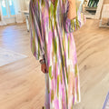 Women's Watercolor Vertical Stripes Art Print Dress