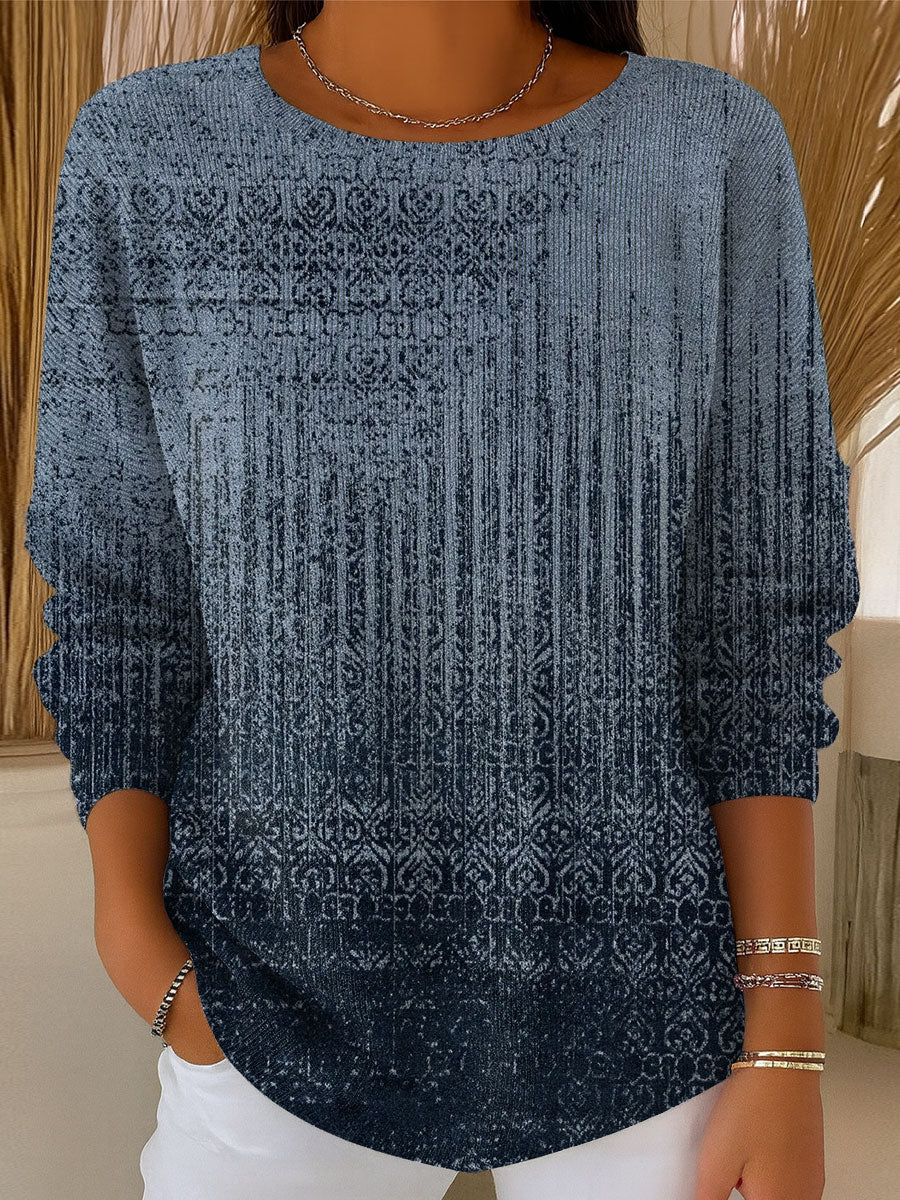 Women's Vintage Pattern Art Print Casual Pullover Sweater