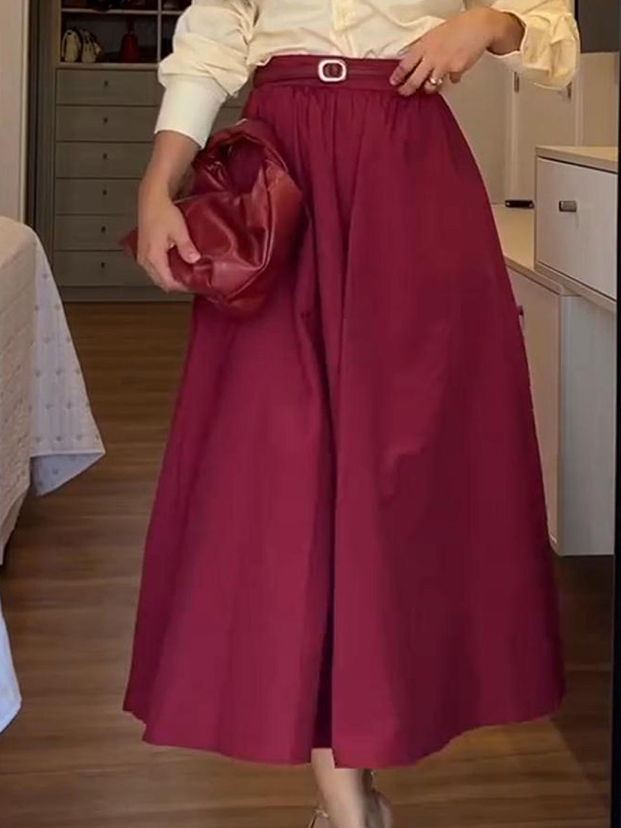 Women's Classic Solid Color Cotton Skirt