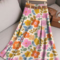 Women's Vintage Flower Art Print Casual Cotton Skirt