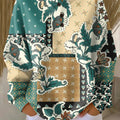 Women's Beautiful Ethnic Floral Check Painting Art Print Casual Cotton Sweatshirt