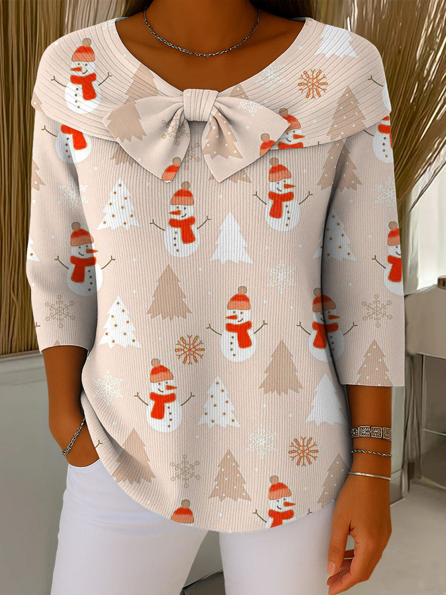 Vintage Christmas  Snowmen Art Print Buttoned Cardigan Sweater