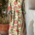 Women's Vintage Floral Pattern Art Print Cotton Dress