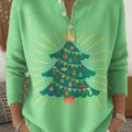 Beautiful Cute Winter Christmas Tree Gift Painting Art Print Buttoned Cardigan Sweater