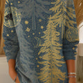 Women's Retro Style Christmas Tree Art Print Casual Pullover Sweater