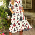 Women's Christmas Tree Pattern Art Print Casual Cotton Dress