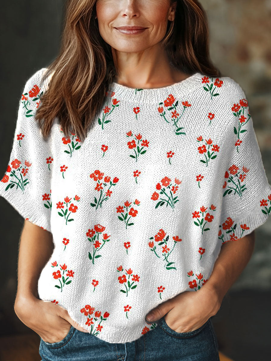 womens-vintage-flower-art-print-casual-crew-neck-short-sleeve-knitted-sweater-whi0