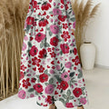 Women's Valentine's Day Floral Art Print Casual Denim Dress