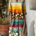 Women's Vintage Floral Pattern Art Print Cotton Dress