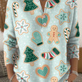 Merry Christmas! Christmas Pattern Painting Art Print Buttoned Cardigan Sweater
