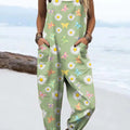 Women's Colourful Art Butterflies Print Casual 100% Cotton Wide Leg Jumpsuit