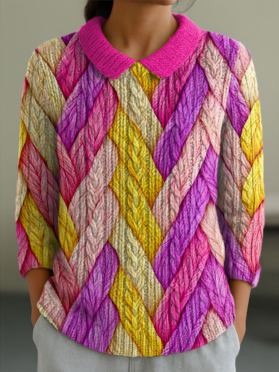 womens-geometric-color-contrast-splicing-abstract-casual-print-peter-pan-collar-3-4-sleeve-sweater-umln