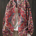 Women's Vintage Floral Art Print Casual Cotton And Linen Shirt