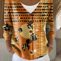 Gradient Colors Print Buttoned V-neck Cardigan Sweater