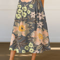 Women's Retro Flower Pattern Print Casual Cotton Skirt