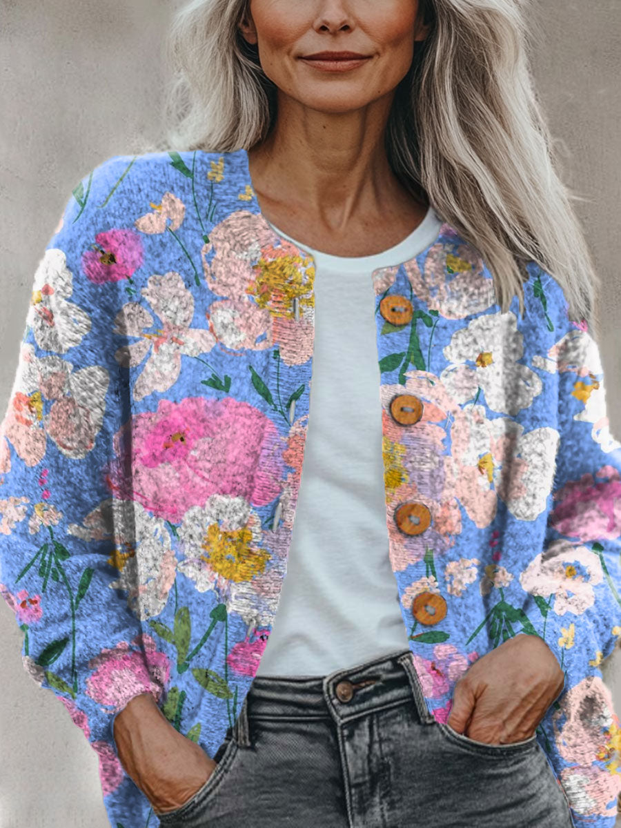 flowers-casual-print-buttoned-cardigan-sweater