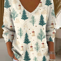 Women's Christmas Tree Pattern Print Casual Pullover Sweater