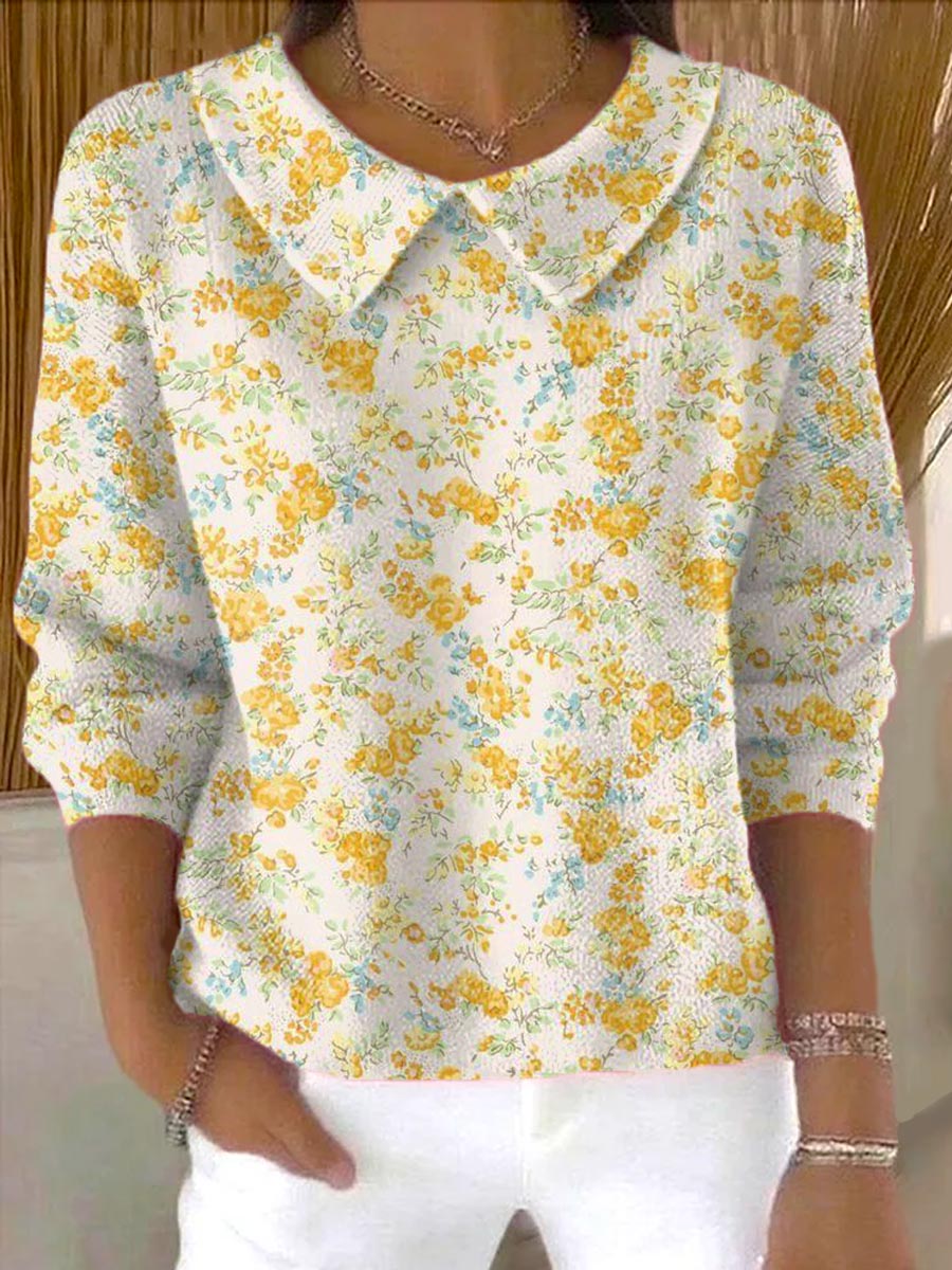 womens-floral-art-print-casual-peter-pan-collar-3-4-sleeve-sweater-bqaz