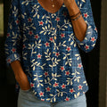 Women's Floral Pattern Art Print Casual Cotton Shirt