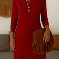 Women's Solid Color Round Neck Long Sleeve Casual Loose Sweater Dress