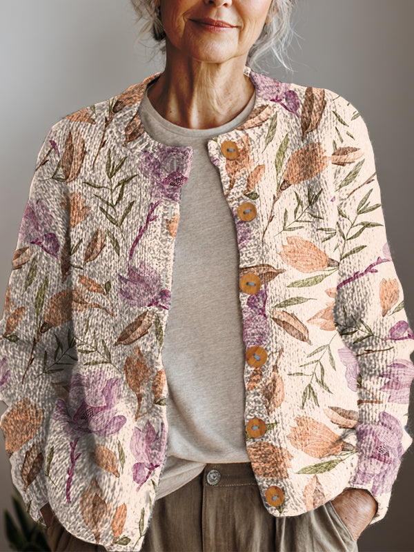 womens-retro-art-flowers-print-buttoned-cardigan-sweater-g3h6