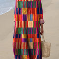 Modern Colorful Geometric Pattern Printed Women's Flowy Dress