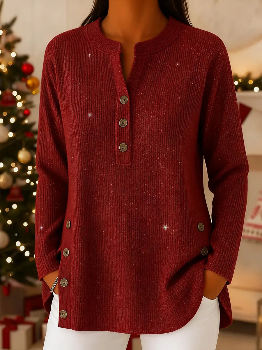 Women's Cardigan Collar Long Sleeve Casual Loose Sequined Knit Sweater Top